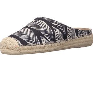 Dolce Vita Tallia Palm Print Jute Espadrille Slip On Canvas Mules